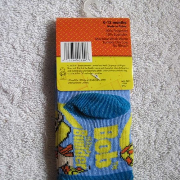 Bob The Builder 1 Pair 6 - 12 - 18 Months Baby Infant Socks Tools Construction - Picture 16 of 16